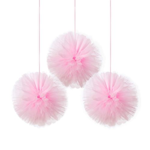 Amscan pompons Petit Danseur 23 cm textile rose 3 pièces