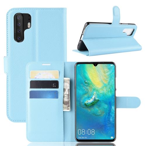 Etui en PU litchi bleu pour votre Huawei P30 Pro