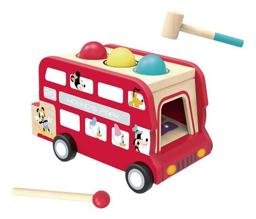 Disney figurine et xylophone Bus à impériale 30 cm bois rouge