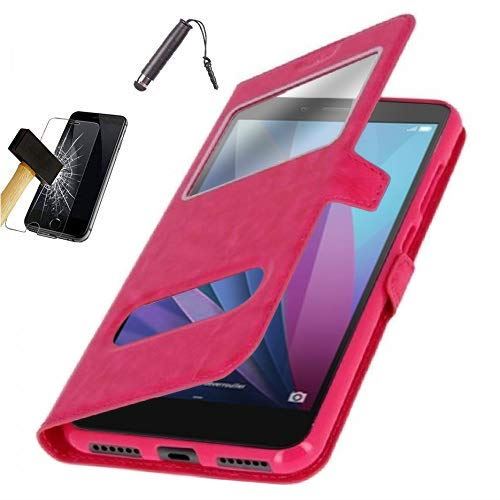 Etui Housse Coque Rose Compatible Pour Samsung Galaxy A50 + Film verre trempé + Stylet