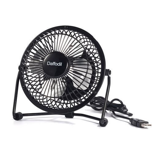 Ventilateur Silencieux Bureau USB Portable – Daffodil UFN100 – Petit Ventilo PC, Puissant, Léger et Orientable 11.5 cm – Noir