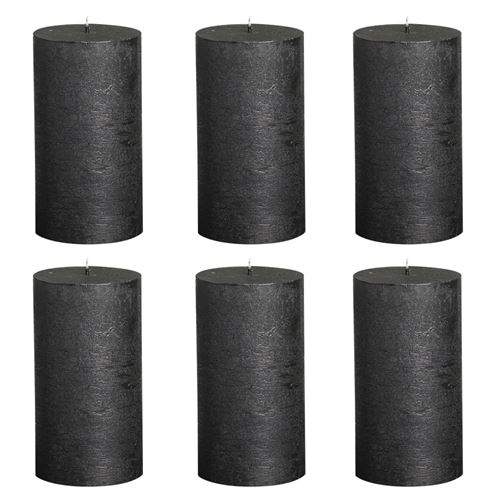 Bolsius Bougies pilier rustiques 6 pcs 130x68 mm Anthracite