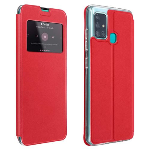 Housse Galaxy M31 / M21 / M30s Fenêtre Porte-carte Support Vidéo rouge