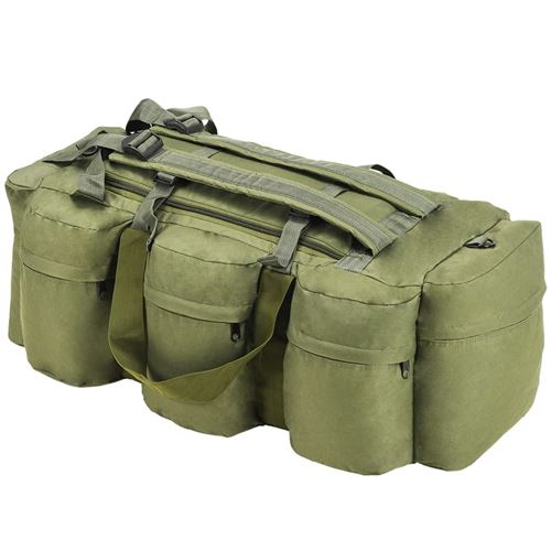 Vidaxl sac de sport style militaire 3 en 1 90 l vert olive