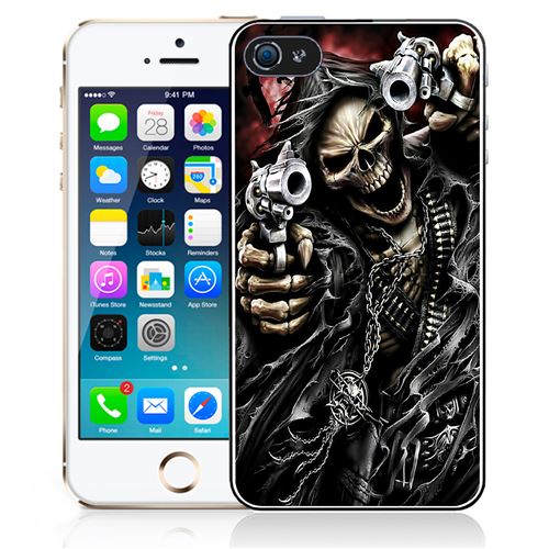 Coque pour iPhone 5C tete mort pistolet