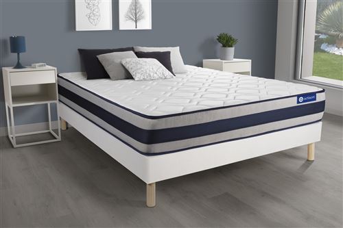 Matelas + sommier 160x200 ressorts ensach&eacute;s et m&eacute;moire de forme ACTISOM - Actiflex ergo