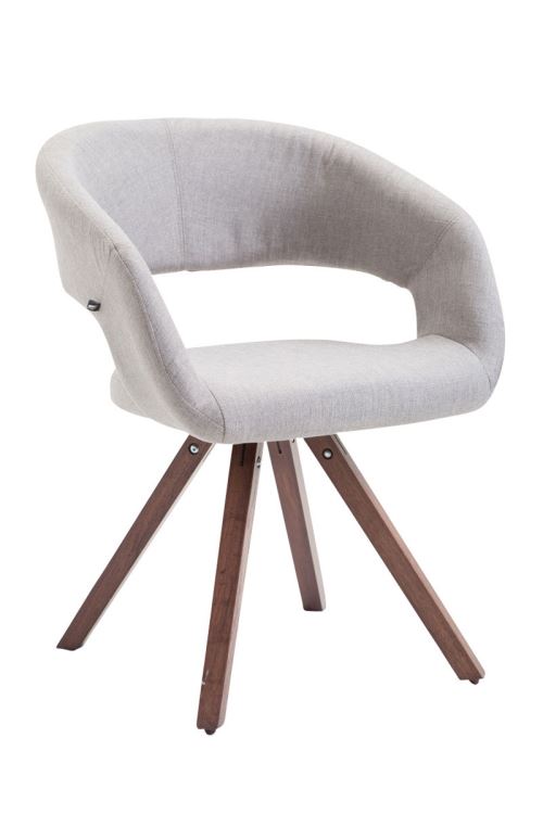 Chaise de salle à manger Suez tissu - Style scandinave - Piètement Noyer - Couleur Gris Clair