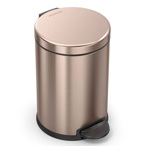simplehuman Poubelle Ronde À Pédale en Acier Inoxydable Or Rose 4.5L