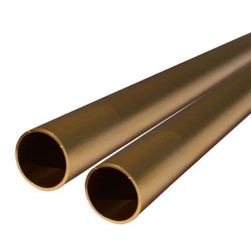 SANIVERRE Lot de 2_Tube aluminium anodisé longueur 200 cm Ø 30 mm Doré