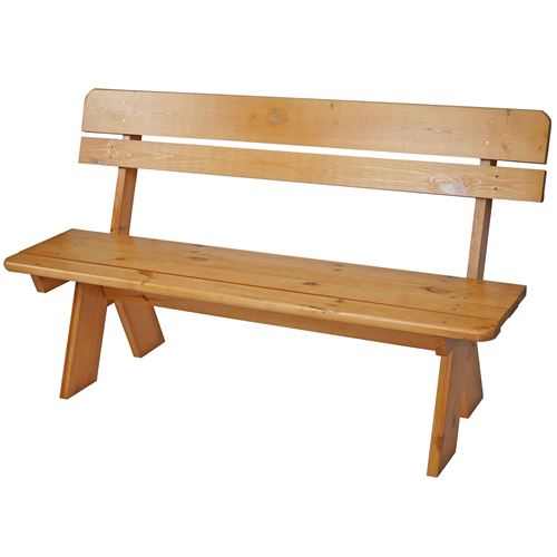 Banc de jardin Oslo, qualité normes gastronomie, bois massif, 3 places, 148cm, ~ vernis marron clair