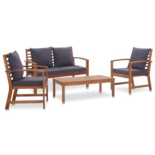Vidaxl Marron Ensembles De Bancs. Canapes Et Tables De Jardin Bois Massif 4 Personnes 100.0 X 50 X 33 Cm 4 Pieces