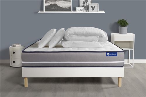 Pack pr&ecirc;t &agrave; dormir 160x200 cm sommier kit blanc