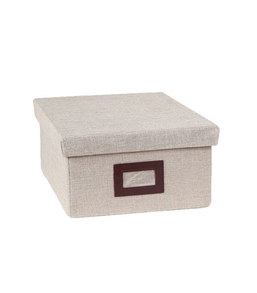 Boîte de rangement beige en polyester hauteur 15 cm