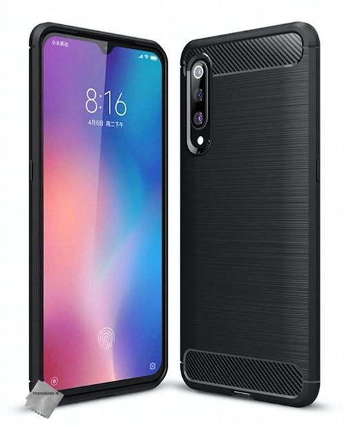 Housse etui coque silicone gel carbone pour Xiaomi Mi 9 avec verre trempe - NOIR