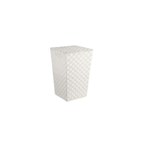Panier à linge tressé - Lise - L 33 x l 33 x H 53 cm - Blanc