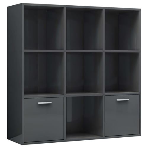 vidaXL Bibliothèque Gris brillant 98x30x98 cm Aggloméré