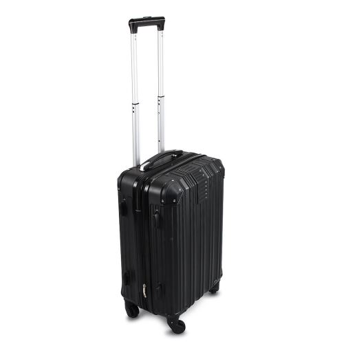 Todeco - Valise à Main, Bagage pour Cabine, Bagage de cabine 51 cm, Noir, ABS, Coins protégés, Fermeture double zip, Taille (roues incluses): 56 x 38 x 22 cm