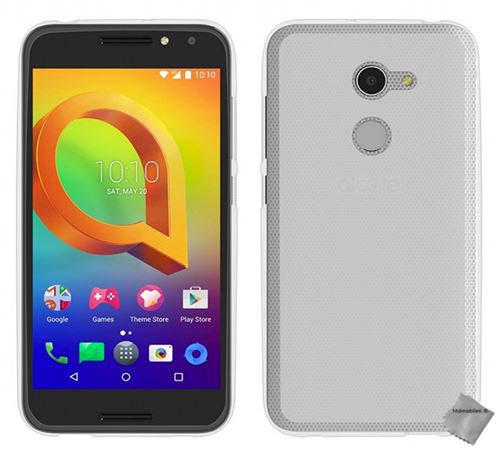 Housse etui coque pochette silicone gel fine pour Alcatel A3 avec verre trempe - BLANC TRANSPARENT