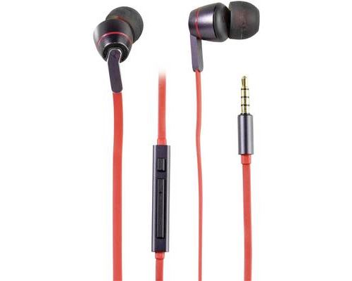 Vivanco Aircoustic HighQ Music - In-ear hoofdtelefoons met micro - inwendig - met bekabeling - 3,5 mm-stekker - rood