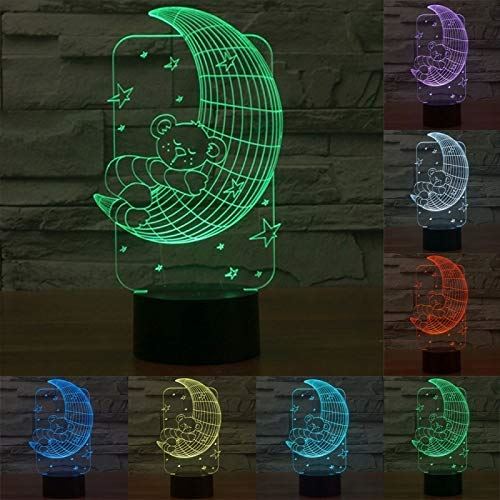 Lampe de Décoration 3D Ours de Lune LED 7 Couleurs 0.5W Interrupteur Tactile - YONIS