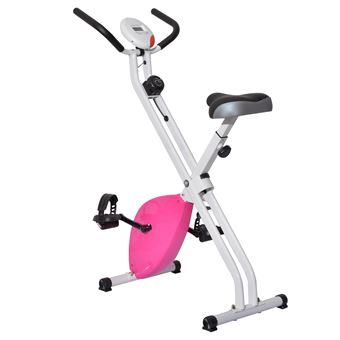 Velo D Appartement Pliable Magnetique Structure En Acier Charge Max 110kg Blanc Et Rose Velos De Cardio Training Achat Prix Fnac