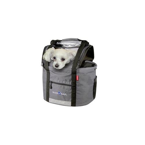 Panier avant toile klickfix doggy gris avec anse fixation sur cintre 24l (38x25-40x29cm) (livre sans fixation)