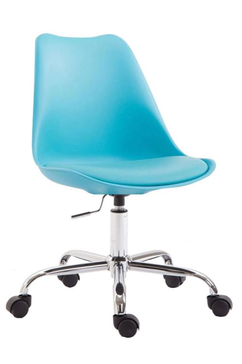 Chaise de Bureau Toulouse avec Coque en Plastique -Revêtement Similicuir Réglable en Hauteur et Pivotante- Couleur Bleu