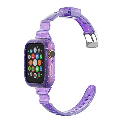 Bracelet en TPU brillant avec coque de protection pour Apple Watch Series 6/ SE/ 5/ 4 44mm - Violet