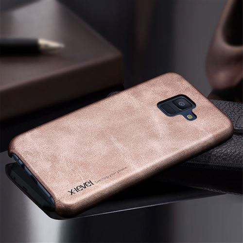Etui en PU revêtement vintage marron pour votre Samsung Galaxy A6 (2018)