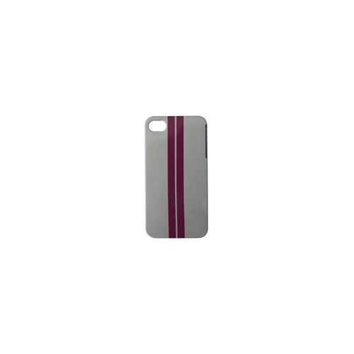 Coque racing double bandes argent violet iPhone 4/4S