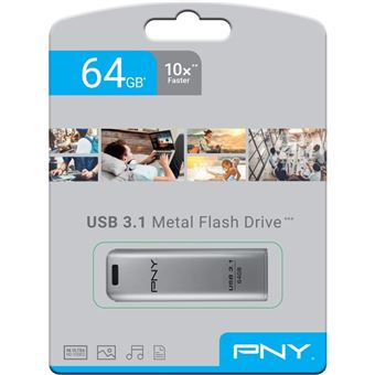 PNY Elite Steel Clé USB 64 GB argent FD64GESTEEL31G-EF USB 3.1 - 1