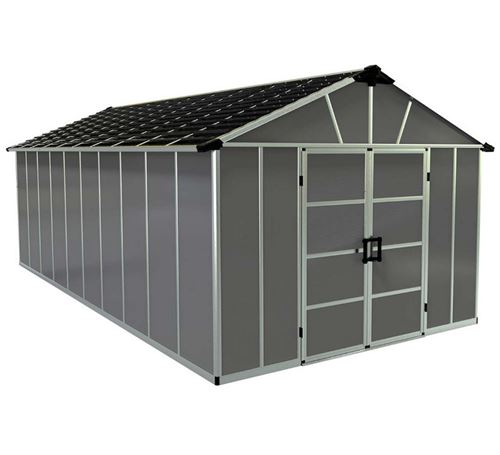 Abri de jardin 11x21.3 pieds gris anthracite avec plancher Palram 705724