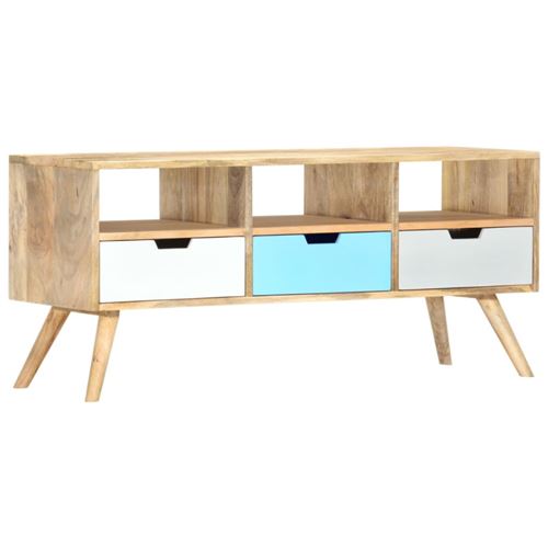 VIDAXL - Meuble TV - Massief Mangohout - Marron - 110x35x48 cm - Image 3