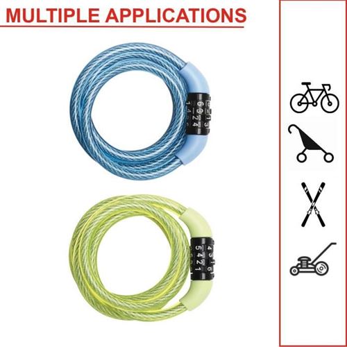 MASTER LOCK Cable Antivol Vélo [1,2 m Câble] [Combinaison
