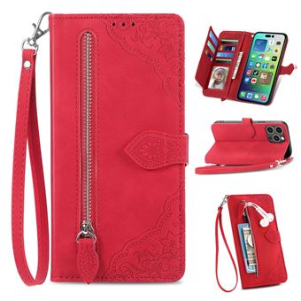 Coque portefeuille à fermeture éclair pour iPhone 6P/7P/8P - Rouge - 1