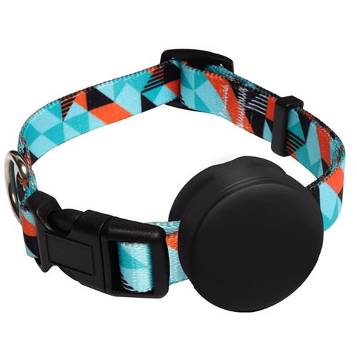 Collier Chat Breakaway avec Support Airtag FONGWAN Motif Géométrique Imprimé Ethnique Collier Chat Airtag - Orange