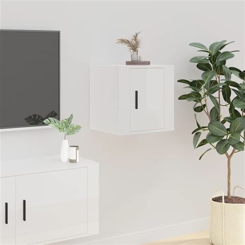 vidaXL Meuble TV mural Blanc brillant 40x34,5x40 cm