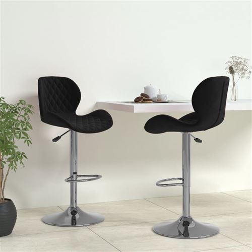 VIDAXL - Tabourets de bar - Velours - Noir - Lot de 2 - Image 2