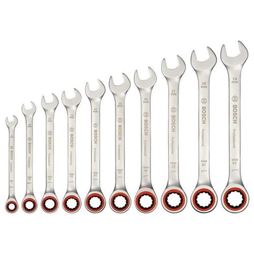 Non Communiqué Satiné Argenté (Acier Chrome-Vanadium) Set De Clés Mixtes Plates À Cliquets - 8, 10, 12, 13, 14, 15, 16, 17, 18, 19Mm