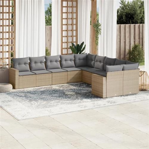 Non Communiqué Beige Salon De Jardin Modulable Vidaxl Resine Tressee 10 Pieces 62 X 65.5 X 69 Cm