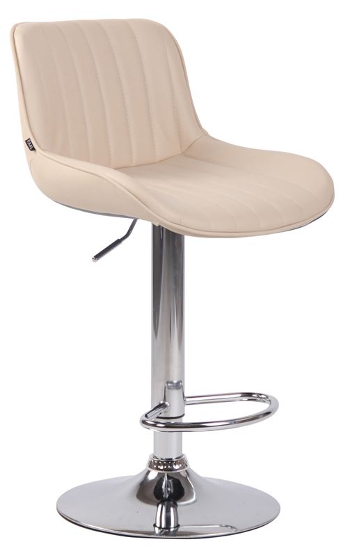 CLP Tabouret de bar Lentini en Similicuir avec Piètement trompette en Métal , Crème/Chrome