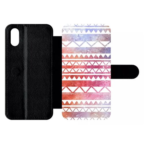 Etui My-Kase pour iPhone X - gomtrie design color - Simili-cuir Noir