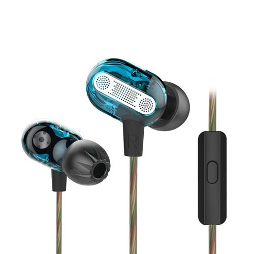 Ecouteurs intra-auriculaires filaire KZ ZSE bleu