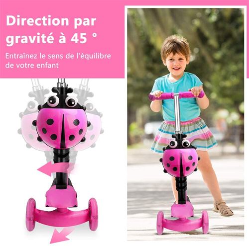 Trottinette à 3 roues avec roues clignotantes Roue lumineuse pour les  enfants de 2 à 8 ans