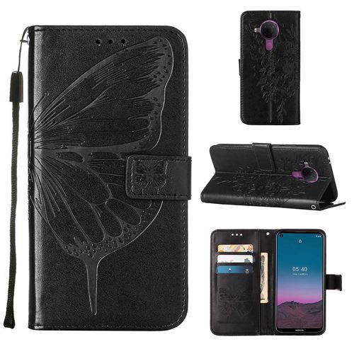 MPFRANCE Housse pour Nokia 5.4 Noir [Papillon V3]