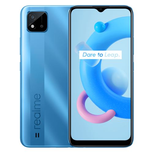 Realme C11 (2021) - 4G smartphone - double SIM - RAM 2 Go / 32 Go - microSD slot - Écran LCD - 6.5 - 1600 x 720 pixels - rear camera 8 MP - front camera 5 MP - bleu laqué