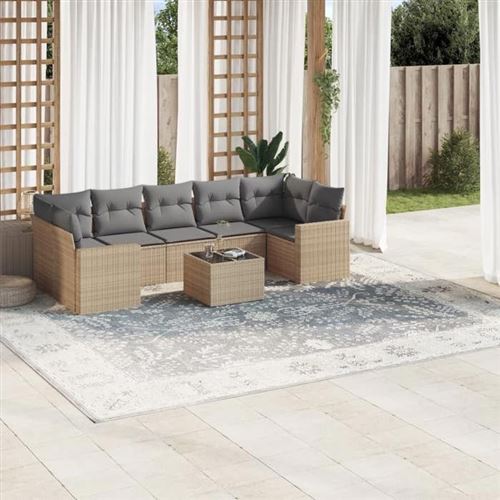 Non Communiqué Beige Vidaxl Salon De Jardin Modulable - Lot De 8 Pièces - Rotin - 7 Personnes