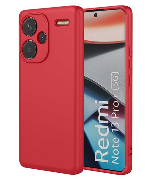 Coque pour Xiaomi Redmi Note 13 Pro+ Plus 5G - housse etui silicone gel fine + film ecran - ROUGE - htdmobiles