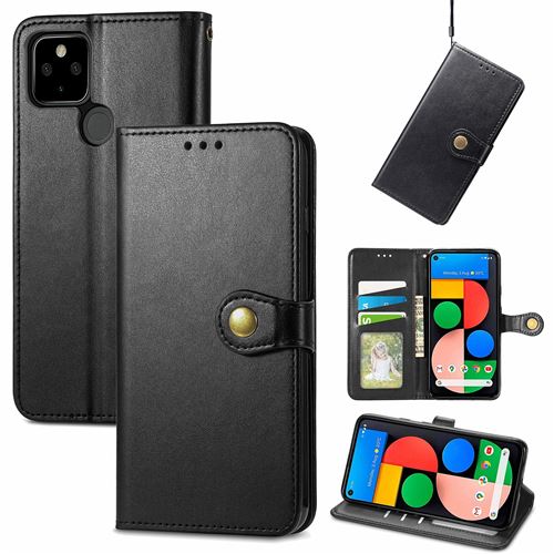 MPFRANCE Housse pour Google Pixel 5A Noir [Porte Carte, etui portefeuille, boucle]