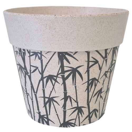 Cadoons Cache Pot de Fleurs en Bambou - Motif Bambous - Hauteur 12 cm - Diamètre 13.8 cm